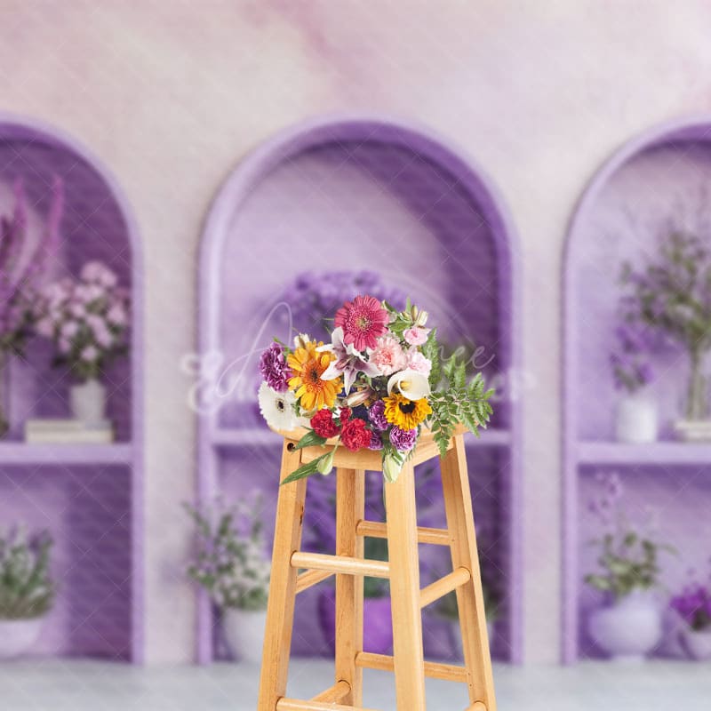 Aperturee - Aperturee Violet Arch Door Floral Spring Photography Backdrop