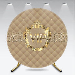 Aperturee - Aperturee VIP Party Round Backdrop Luxury Gold Quilted Pattern Decoration Royal Crown Birthday Background
