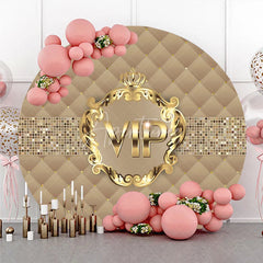 Aperturee - Aperturee VIP Party Round Backdrop Luxury Gold Quilted Pattern Decoration Royal Crown Birthday Background