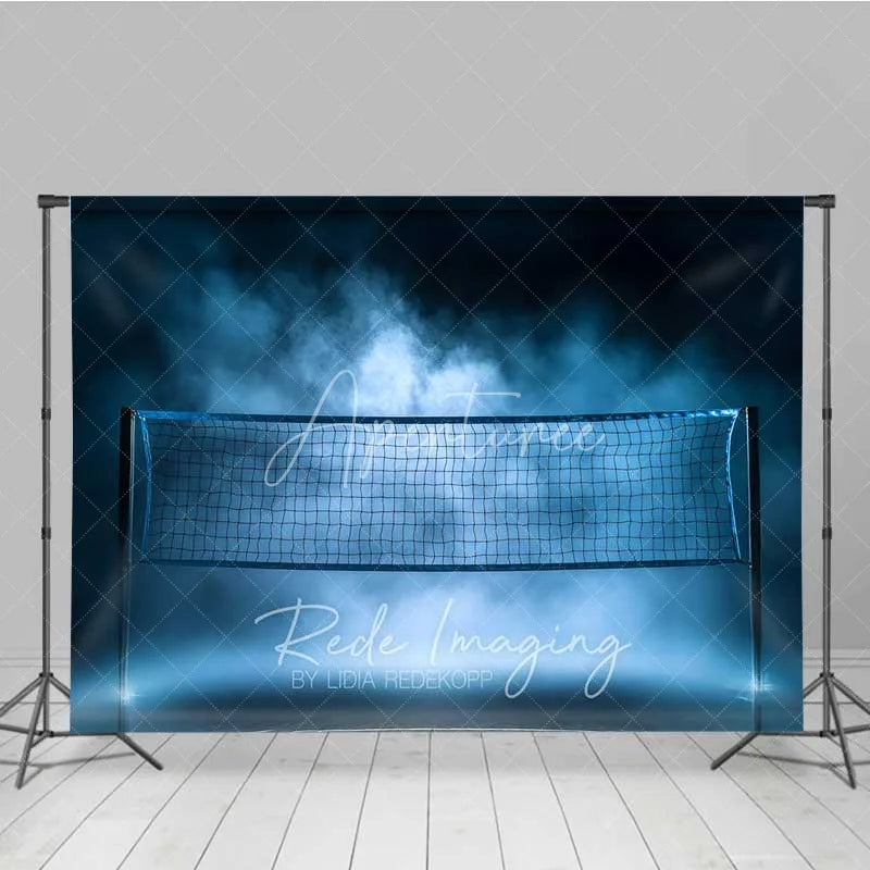 Aperturee - Aperturee Volleyball Net Court Sports Photography Backdrop Blue Fog Smoke Gym Light Game Match Background