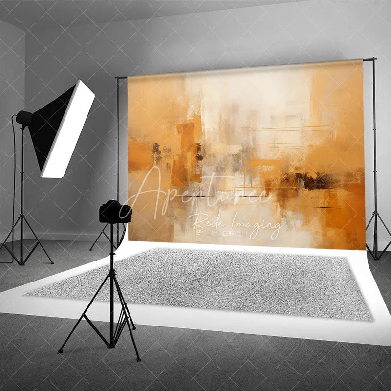 Aperturee - Aperturee Warm Tones Abstract Photography Backdrop Modern Artistic Brushstroke Photo Studio Prop