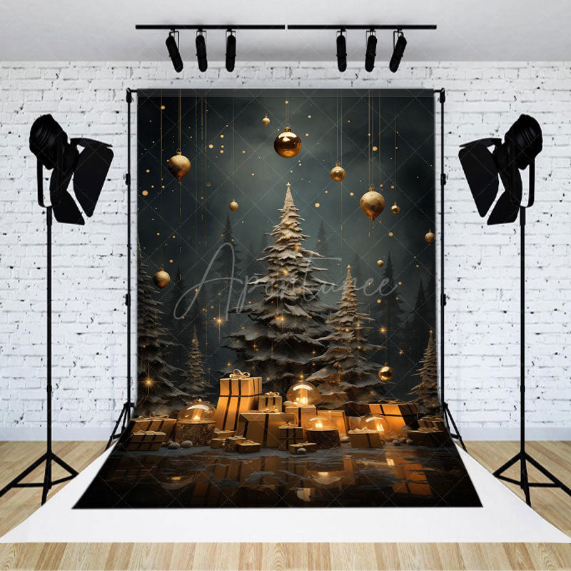 Aperturee - Aperturee Warm Winter Forest Night Merry Christmas Backdrop