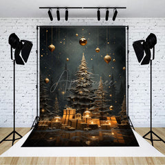 Aperturee - Aperturee Warm Winter Forest Night Merry Christmas Backdrop