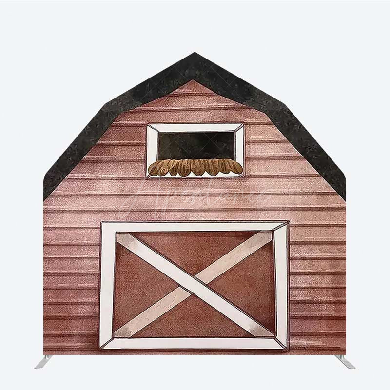 Aperturee Aperturee Watercolor Brown Farm House Barn Door Arch Backdrop