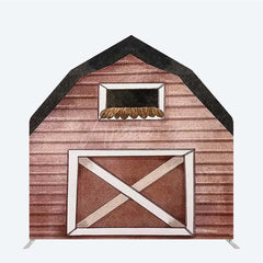 Aperturee Aperturee Watercolor Brown Farm House Barn Door Arch Backdrop
