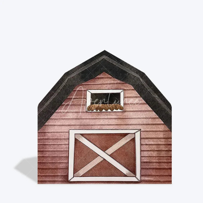 Aperturee - Aperturee Watercolor Brown Farm House Barn Door Arch Backdrop