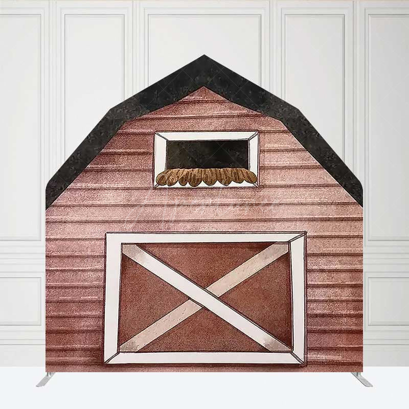 Aperturee Aperturee Watercolor Brown Farm House Barn Door Arch Backdrop
