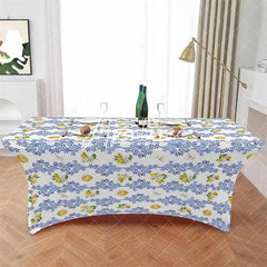 Aperturee - Aperturee Watercolor Farm Yellow Lemon Fruit Stretch Table Cover
