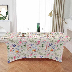 Aperturee - Aperturee Watercolor Garden Blossom Flower Stretch Table Cover