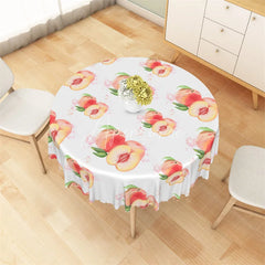 Aperturee - Aperturee Watercolor Peach Fruit Round Tablecloth Sweet Summer Pink Peach Table Cover for Picnic