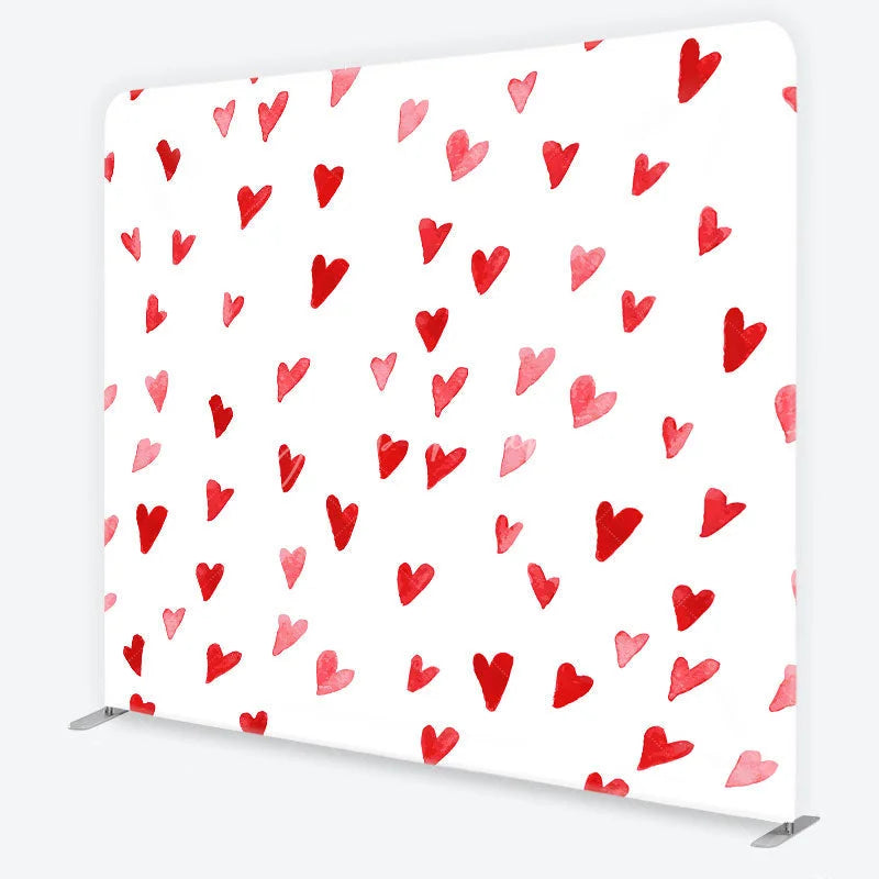 Aperturee - Aperturee Watercolor Red and Pink Heart Pattern Tension Fabric Backdrop Sweet Valentine Day Photography Background