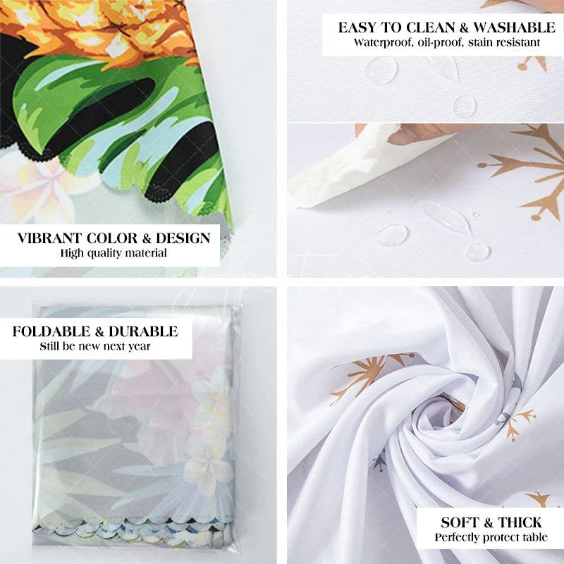 Aperturee - Aperturee Watercolor Tulip Floral Rectangle Tablecloth Purple Orange Flower Dining Table Cover for Spring