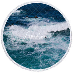 Aperturee - Aperturee Wave And Reefs Summer Vibe Holiday Round Beach Towel
