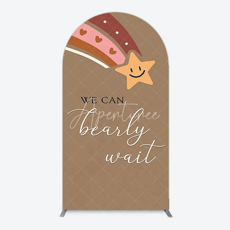 Aperturee - Aperturee We Can Bearly Wait Arch Backdrop Boho Rainbow Baby Shower Decor Teddy Bear Theme Party Supplies for Boy
