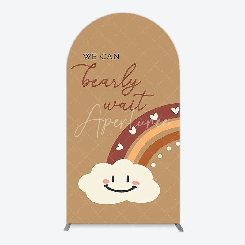 Aperturee - Aperturee We Can Bearly Wait Arch Backdrop Boho Rainbow Baby Shower Decor Teddy Bear Theme Party Supplies for Boy
