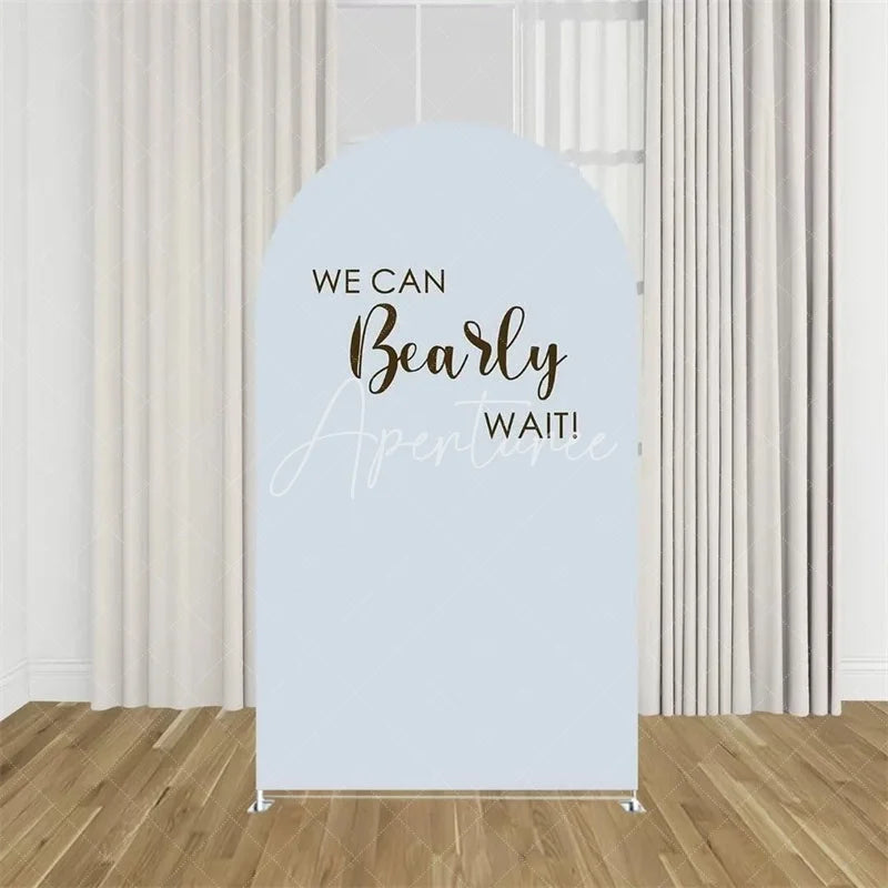 Aperturee - Aperturee We Can Bearly Wait Arch Backdrop Tan Teddy Bear Baby Shower Background Boho Neutral Arch Cover for Boys Girls