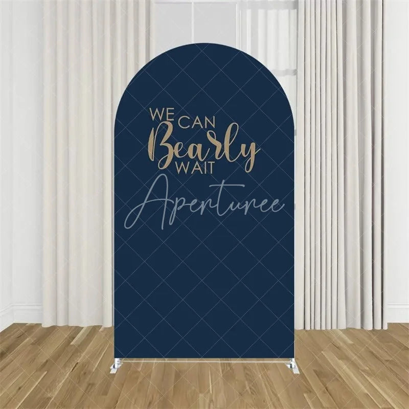 Aperturee - Aperturee We Can Bearly Wait Arch Backdrop Tan Teddy Bear Baby Shower Background Boho Neutral Arch Cover for Boys Girls