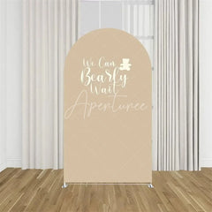 Aperturee - Aperturee We Can Bearly Wait Arch Backdrop Tan Teddy Bear Baby Shower Background Boho Neutral Arch Cover for Boys Girls