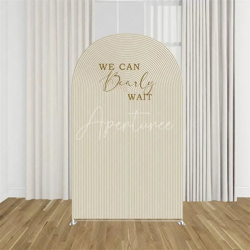 Aperturee - Aperturee We Can Bearly Wait Arch Backdrop Tan Teddy Bear Baby Shower Background Boho Neutral Arch Cover for Boys Girls