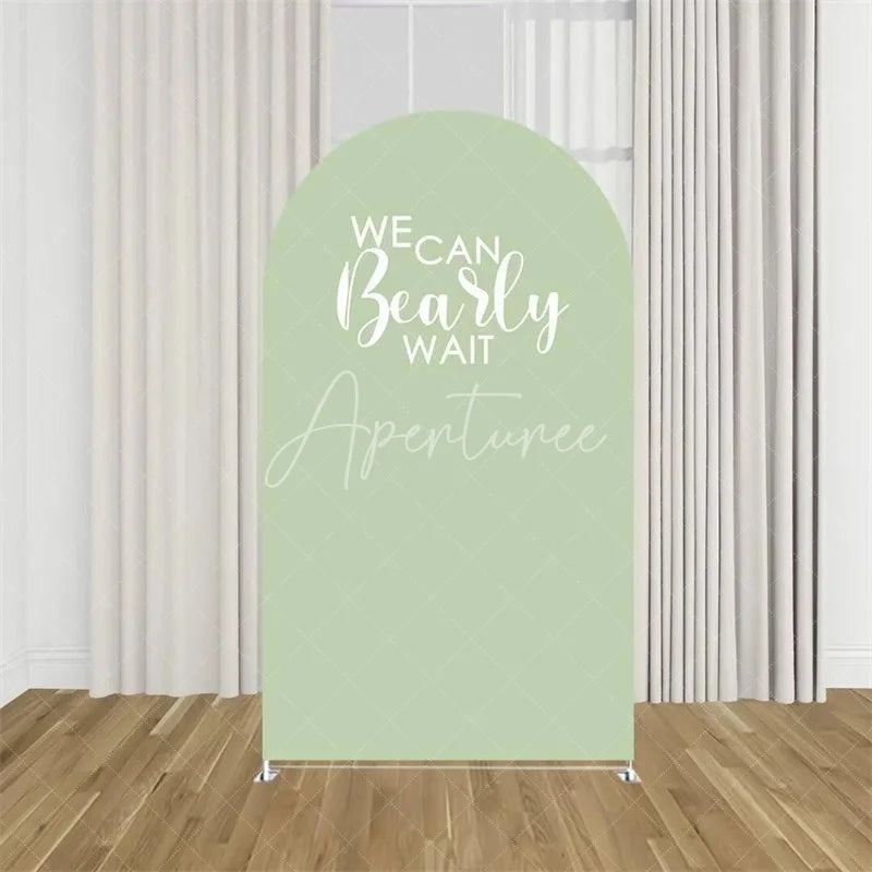 Aperturee - Aperturee We Can Bearly Wait Arch Backdrop Tan Teddy Bear Baby Shower Background Boho Neutral Arch Cover for Boys Girls