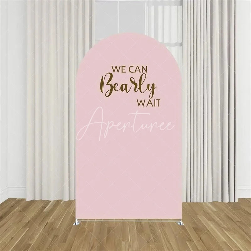 Aperturee - Aperturee We Can Bearly Wait Arch Backdrop Tan Teddy Bear Baby Shower Background Boho Neutral Arch Cover for Boys Girls