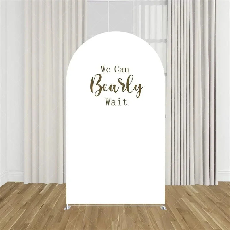 Aperturee - Aperturee We Can Bearly Wait Arch Backdrop Tan Teddy Bear Baby Shower Background Boho Neutral Arch Cover for Boys Girls