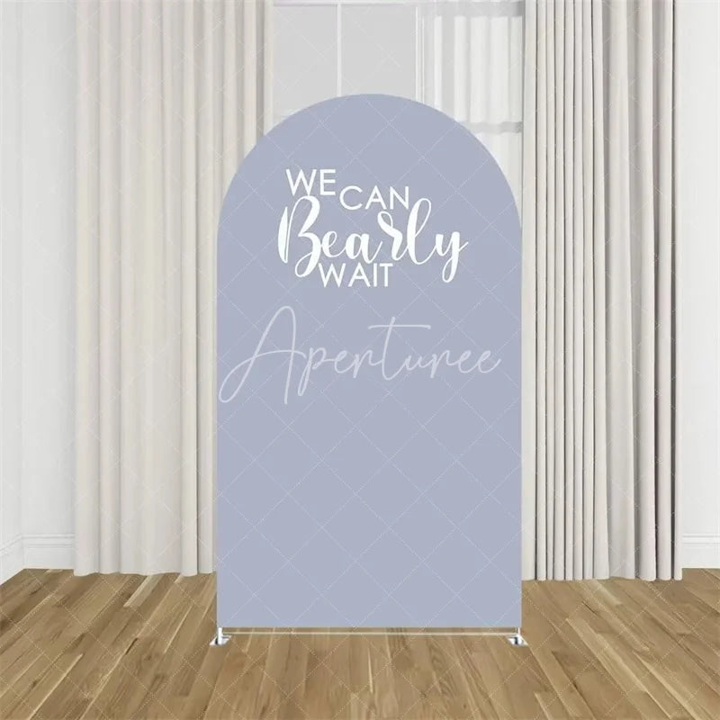 Aperturee - Aperturee We Can Bearly Wait Arch Backdrop Tan Teddy Bear Baby Shower Background Boho Neutral Arch Cover for Boys Girls