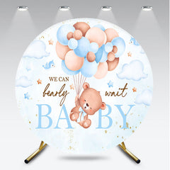 Aperturee - Aperturee We Can Bearly Wait Baby Shower Round Backdrop Teddy Bear Floating with Balloons Cute Neutral Party Decor