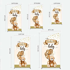 Aperturee - Aperturee We Can Bearly Wait Half Moon Arch Backdrop Brown Teddy Bear Balloon Baby Shower Cover
