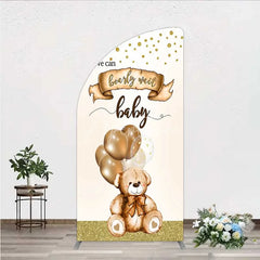 Aperturee - Aperturee We Can Bearly Wait Half Moon Arch Backdrop Brown Teddy Bear Balloon Baby Shower Cover