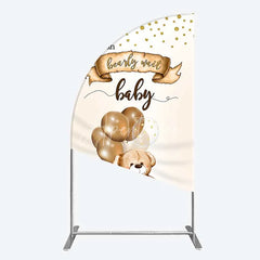 Aperturee - Aperturee We Can Bearly Wait Half Moon Arch Backdrop Brown Teddy Bear Balloon Baby Shower Cover