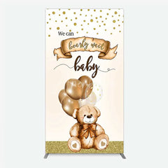 Aperturee - Aperturee We Can Bearly Wait Rectangle Backdrop Brown Teddy Bear Balloon Baby Shower Cover