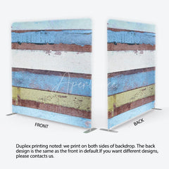 Aperturee - Aperturee Weathered Multicolored Wood Plank Tension Fabric Backdrop Rustic Beach House Photography Background