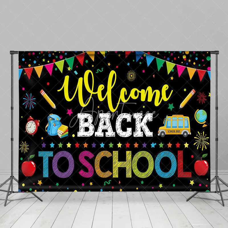 Aperturee - Aperturee Welcome Back To School Backdrop Colorful Confetti Banner Classroom Decoration Photo Background