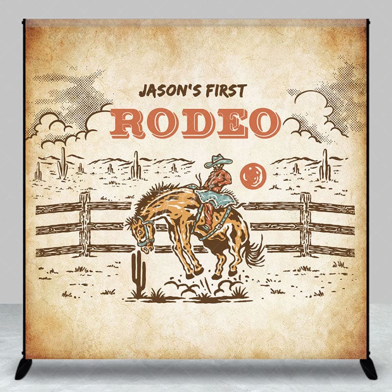 Aperturee - Aperturee Western Cowboy Farm First Rodeo Custom Name Backdrop