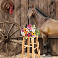 Aperturee - Aperturee Western Cowboy Stable Oldstyle Photography Backdrop