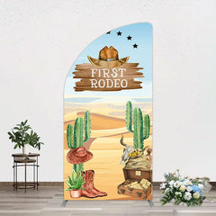 Aperturee - Aperturee Western Region First Rodeo Birthday Half Moon Arch Backdrop