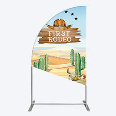 Aperturee - Aperturee Western Region First Rodeo Birthday Half Moon Arch Backdrop
