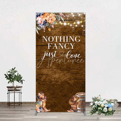 Aperturee - Aperturee Western Wedding Rectangle Backdrop Rustic Cowboy Boots Love Photography Background