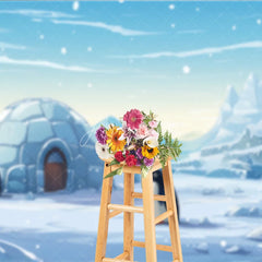 Aperturee - Aperturee Whimsical Cartoon Penguins and Igloo Winter Photography Backdrop Snowy Mountain Scene for Kids Party