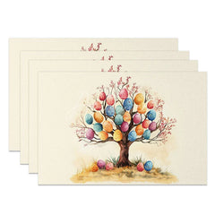 Aperturee - Aperturee Whimsical Easter Egg Tree Set of 4 Placemats Hanging Colorful Eggs Table Mats Spring Creative Dining Decor