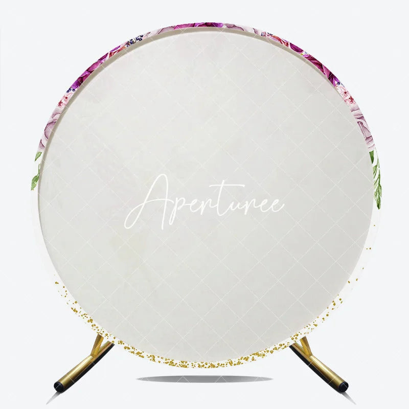 Aperturee - Aperturee Whimsical Golden Fairy and Butterfly Floral Arch Round Backdrop Magical Birthday Party Decor for Girls