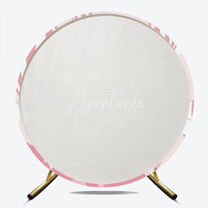 Aperturee - Aperturee Whimsical Pink and White Hot Air Balloon Round Backdrop with Dreamy Clouds for Baby Shower Birthday Party Decor
