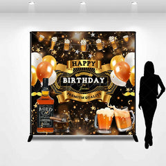 Aperturee - Aperturee Whisky Balloons Black Gold Custom Birthday Backdrop