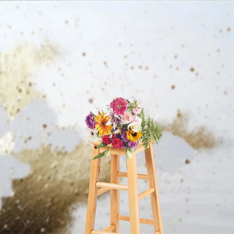 Aperturee - Aperturee White and Gold Glitter Abstract Photography Backdrop Elegant Shimmer Splatter Photo Background for Studio Shoots