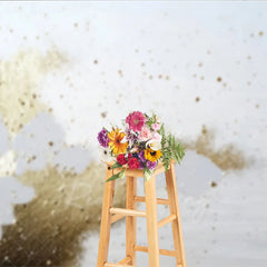 Aperturee - Aperturee White and Gold Glitter Abstract Photography Backdrop Elegant Shimmer Splatter Photo Background for Studio Shoots