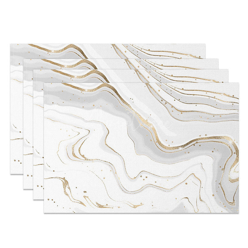 Aperturee - Aperturee White and Gold Marble Placemats Set of 4 Luxury Stone Texture for Elegant Wedding and Holiday Decor