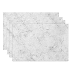Aperturee - Aperturee White and Grey Marble Placemats Set of 4 Abstract Stone Texture for Modern Minimalist Dining Decor