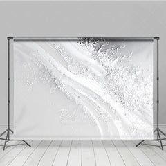 Aperturee - Aperturee White and Silver Abstract Textured Photography Backdrop Elegant Glitter Sparkle for Studio Portraits and Events