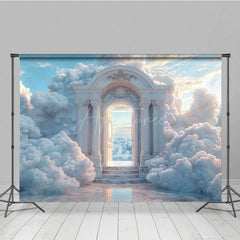 Aperturee - Aperturee White Arch Clouds Wonderland Fine Art Photo Backdrop
